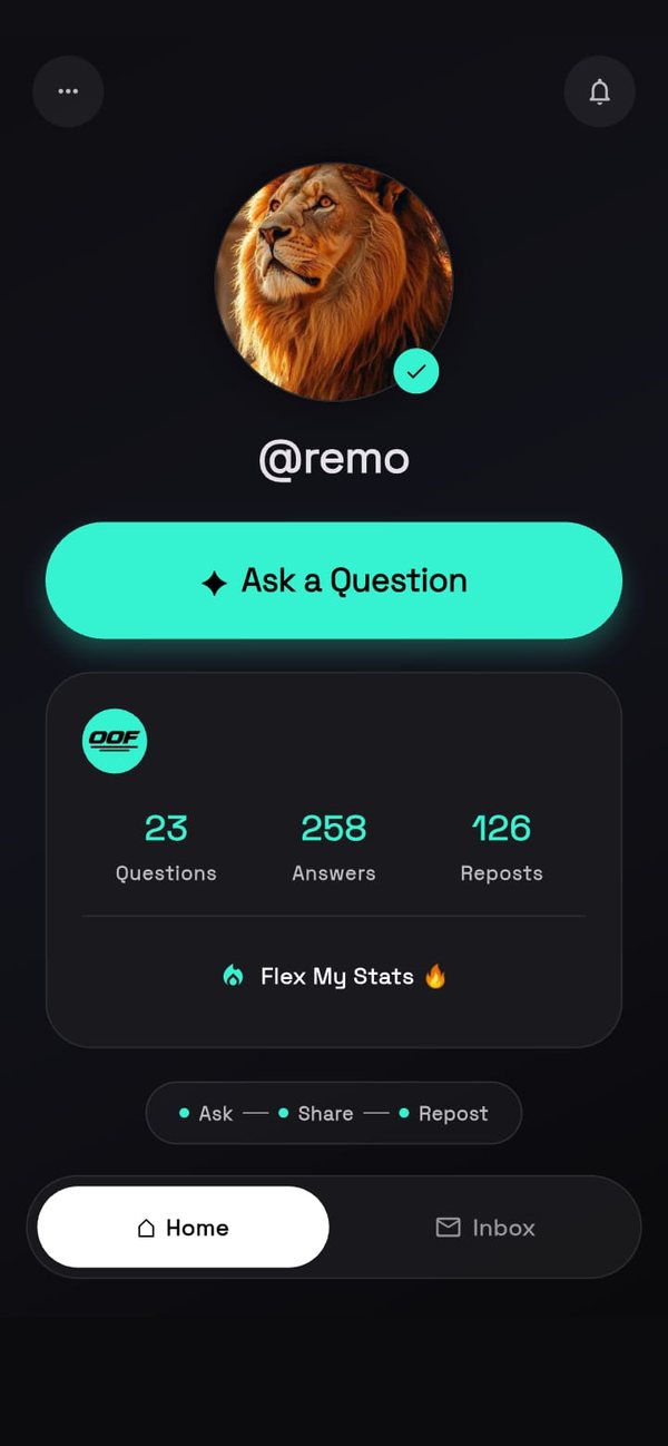 OOF profile screen