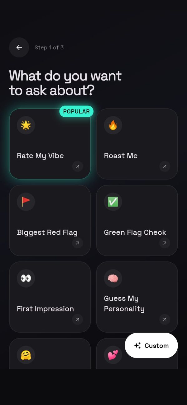 Pick a topic screen