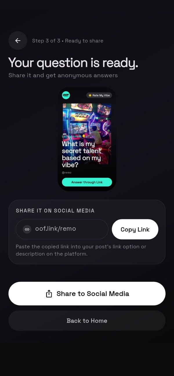Share your question screen